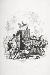 Mr. Weller attacks the executive of Ipswich, illustration from 